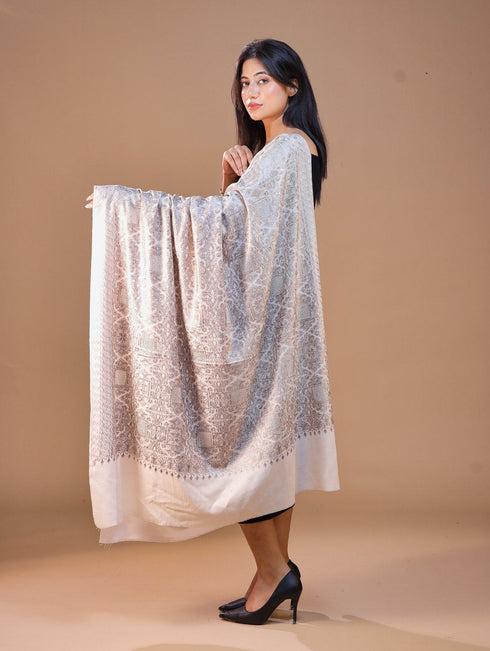 Women's Pure Wool Faux Pashmina Aari Embroidery Shawl